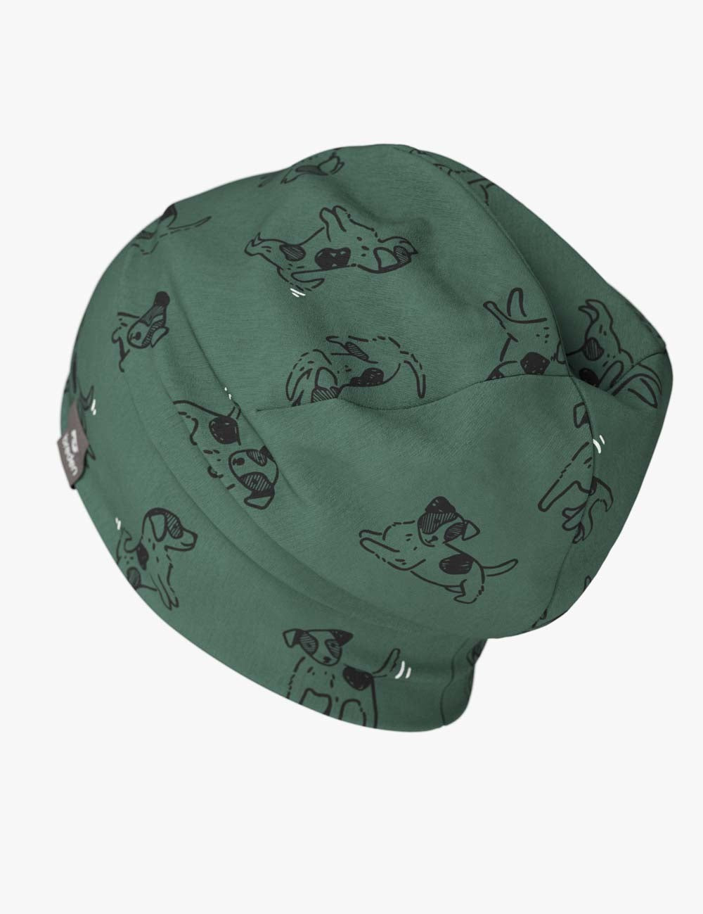 Cotton Beanie Hat With Folds DARGO - Green Dogs