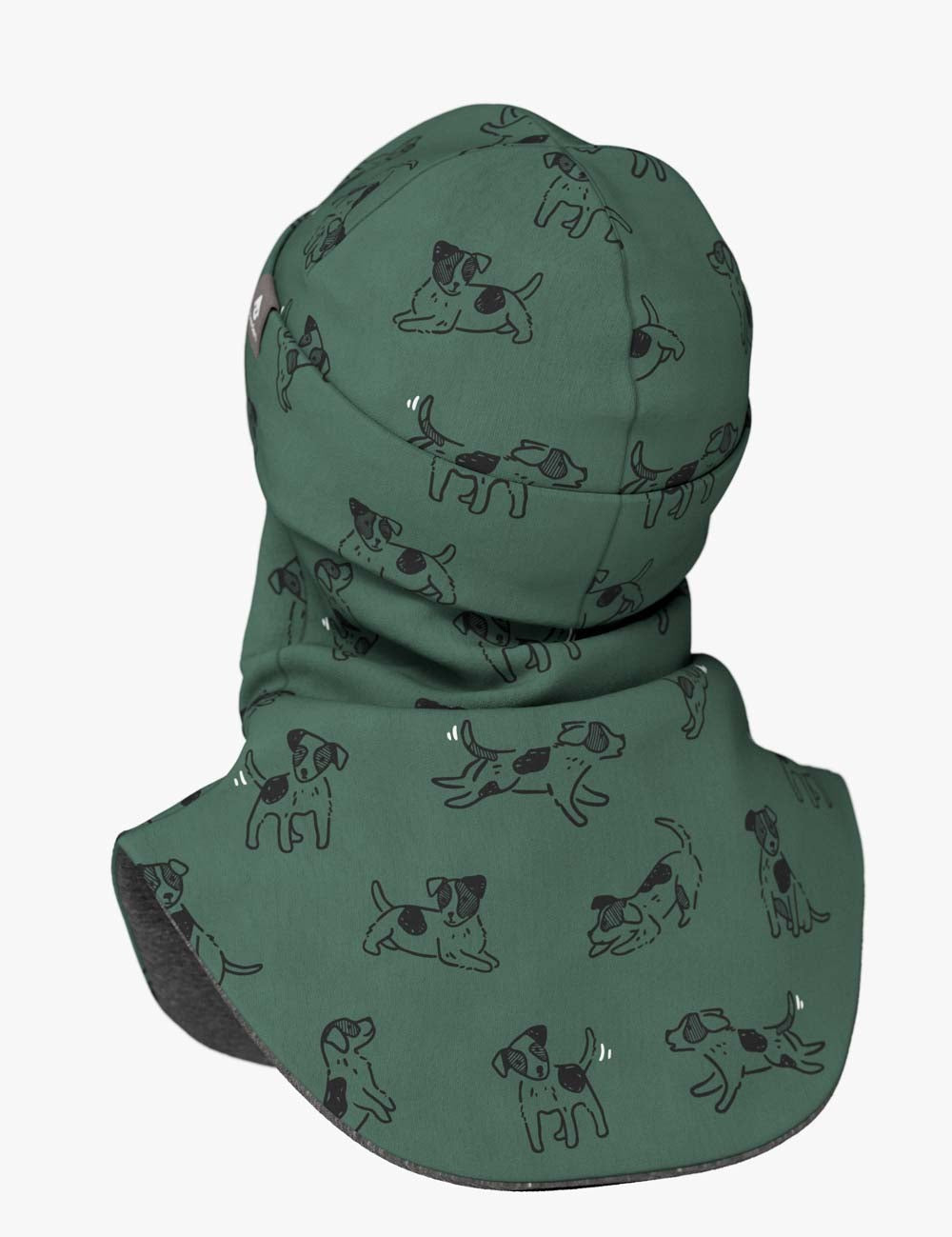 Merino Balaclava For Kids BREM - Green Dogs